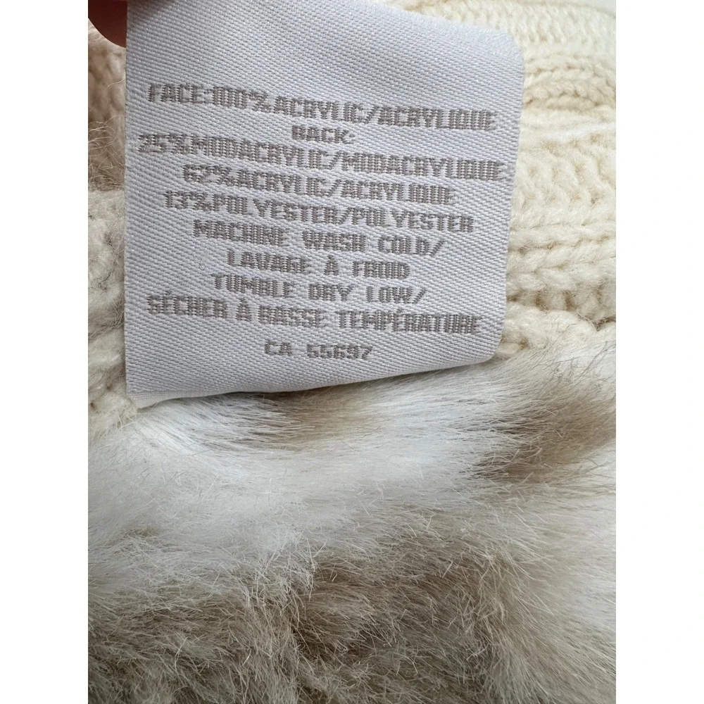 Restoration Hardware Baby Child Faux Fur Cable Knit Blanket‎ Cream Leopard Print